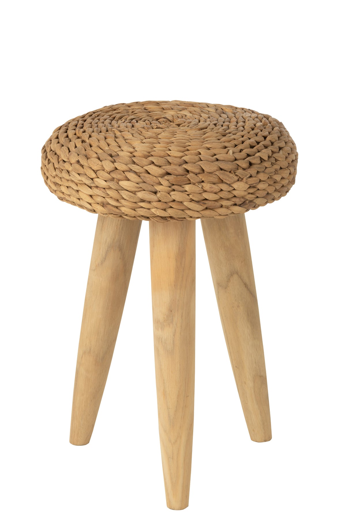 J-Line kruk Rond - hout/waterhyacint - naturel