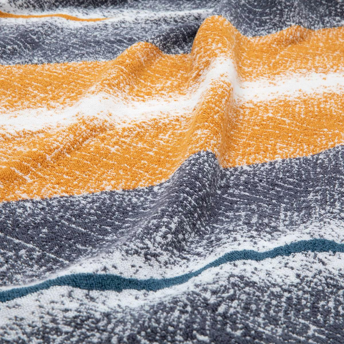 AMORGOS - Serviette de plage en  jacquard de coton bleu 90 x 170 cm