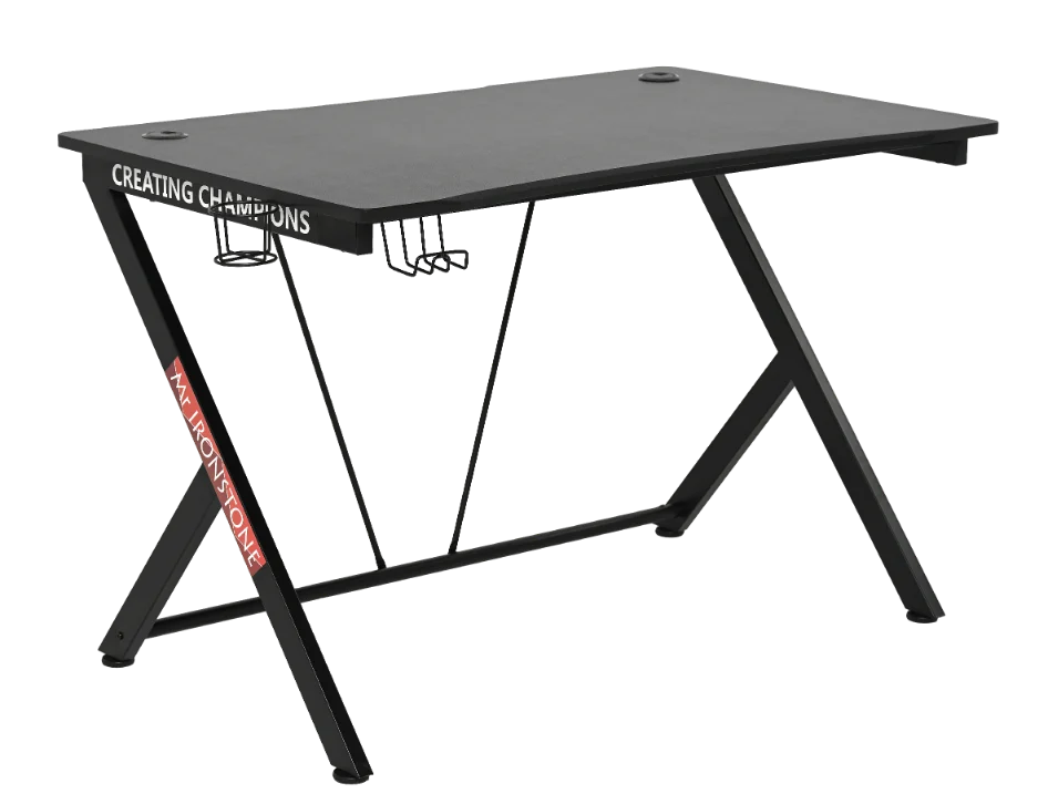 Biurko Gamingowe 115x74x76cm Mdf Stelaż Metalowy Czarny