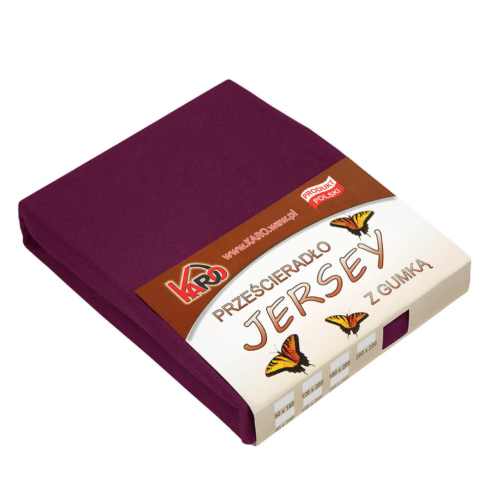 Prześcieradło jersey z gumką 90x200 śliwkowe 150g/m2 KARO