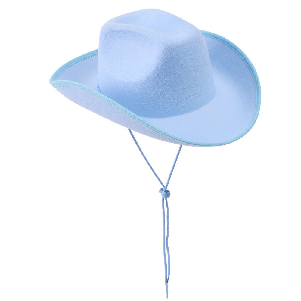 Chapeau de cow-boy feutrine 38x13xH30cm (2 modèles bleu ou rose)