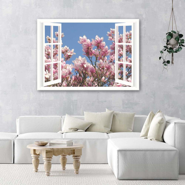Feeby Obraz na płótnie Kwitnąca magnolia za oknem 60x40
