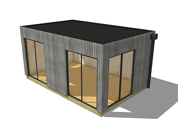 Bureau de jardin 4 saisons en bois 5,5 x 3,5 x 2,7 m / isolation RE2020 avec plancher isolé