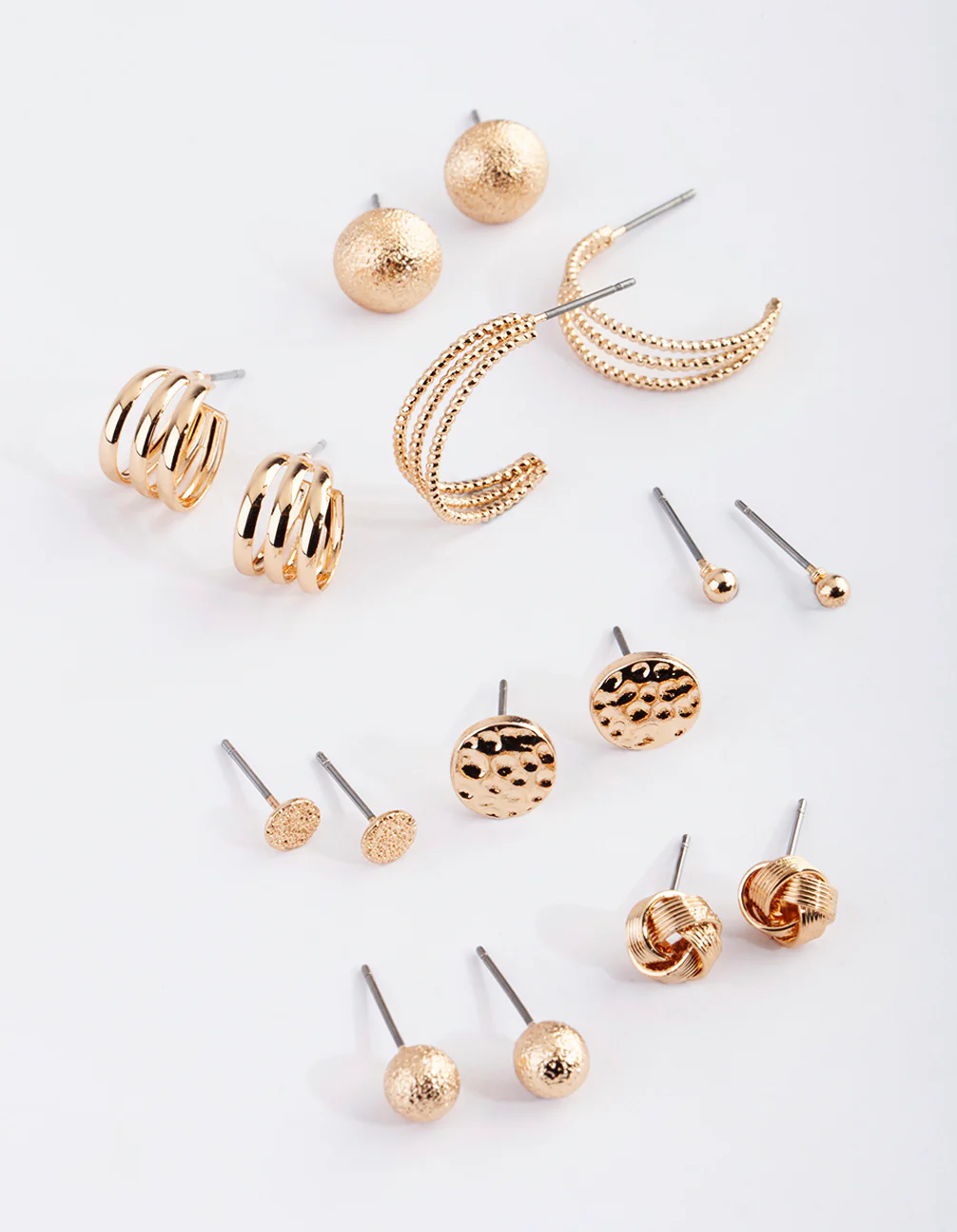 Gold Classic Stud & Huggie Earring 8-Pack