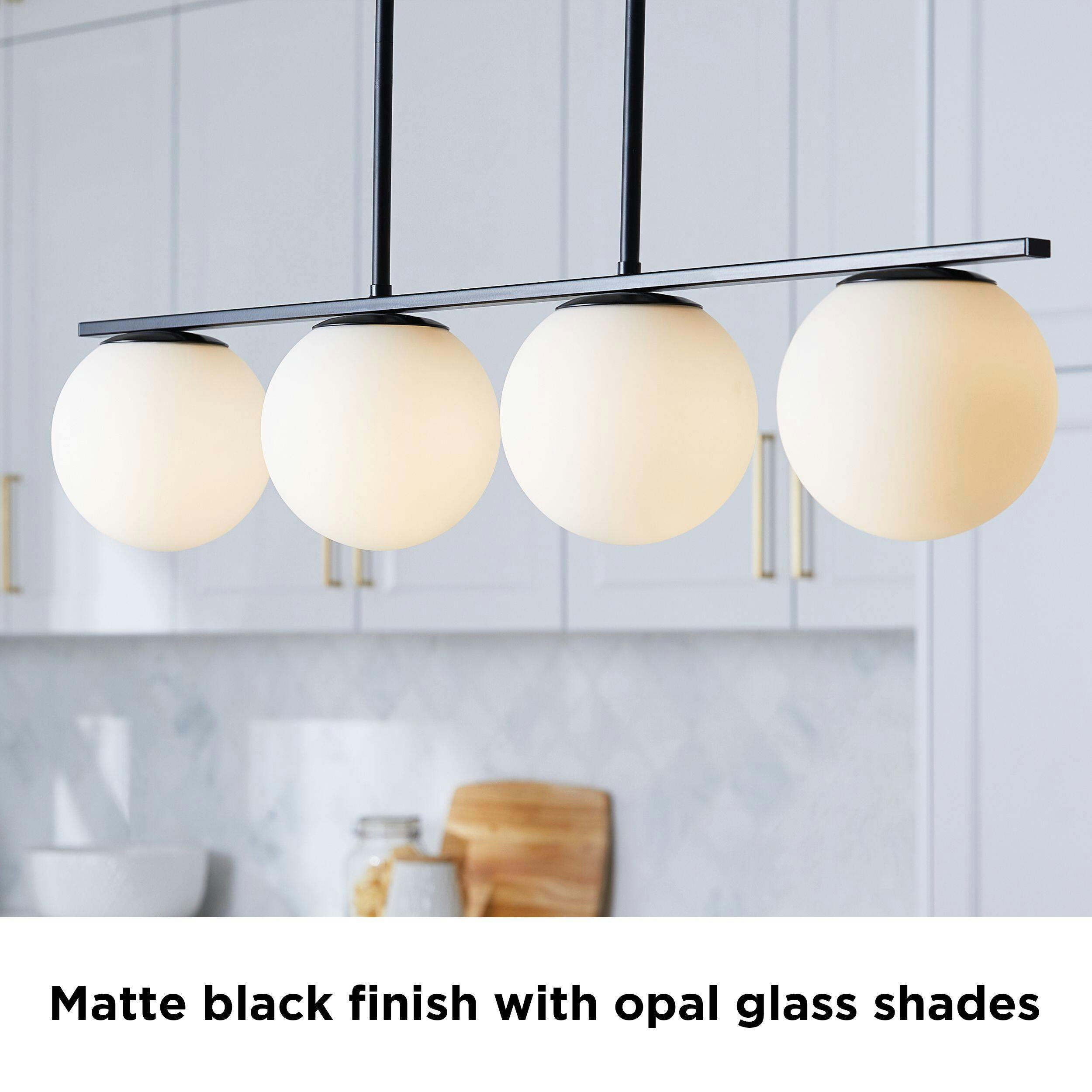 CANVAS Boyd 4-Light Pendant Light with Opal Glass Shades, Black