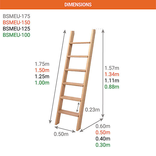 Echelle de meunier 3 marches - Hauteur à franchir 0.88m - BSMEU-100