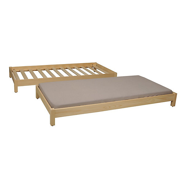 Lit empilable JONAS 90x200 (lot de deux lits)  2 sommiers / Naturel
