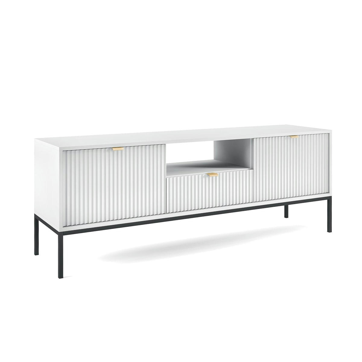 - Meuble tv 2 portes 1 tiroir 154 cm blanc