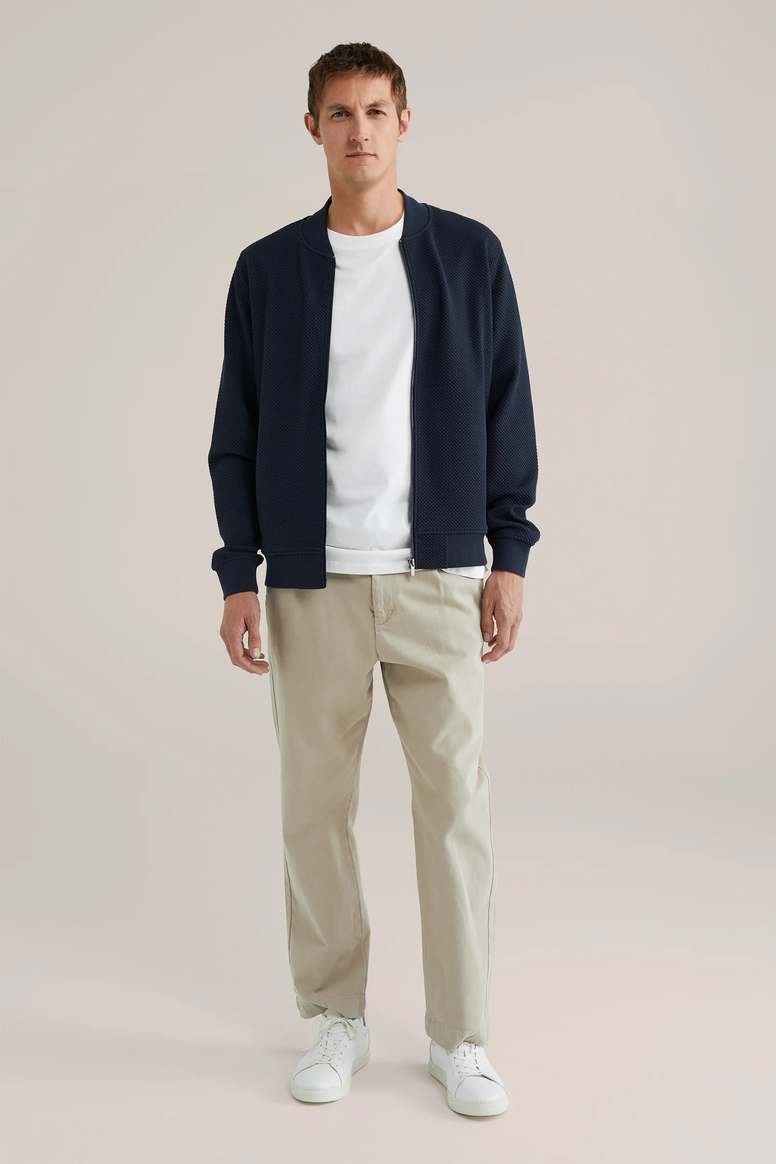 Heren Regular fit bombervest met structuur