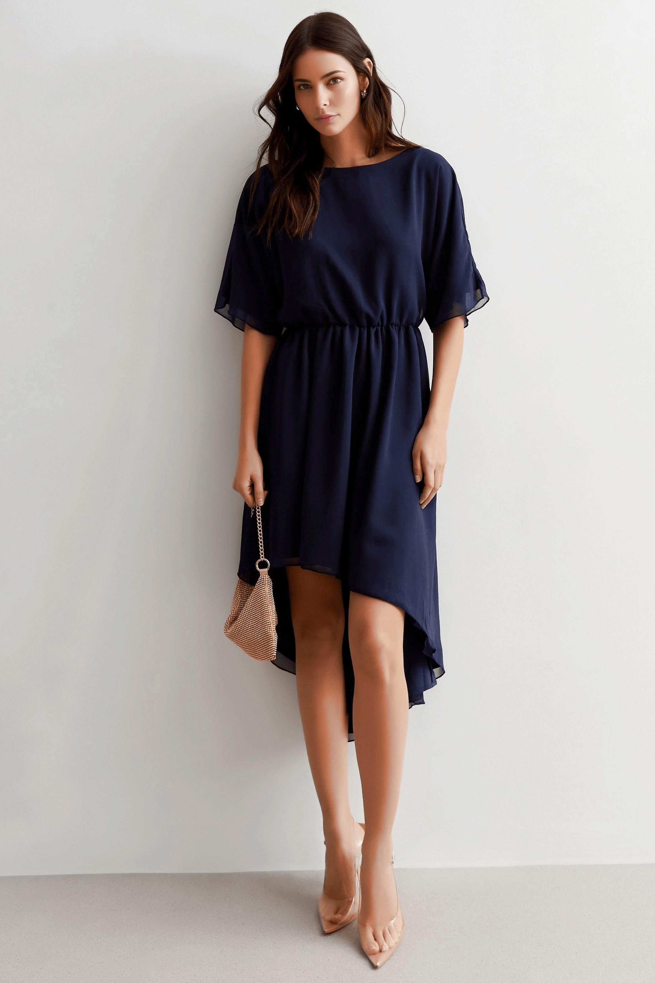 Cutie London Navy Asymmetric Hem Mini Dress