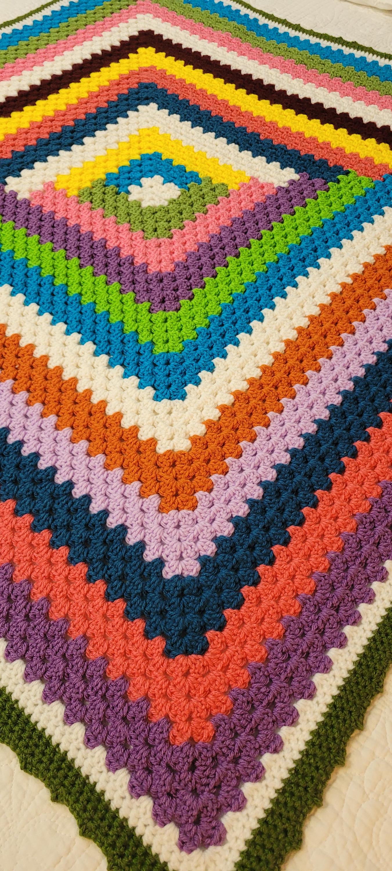 Colorful Crocheted Log Cabin Throw