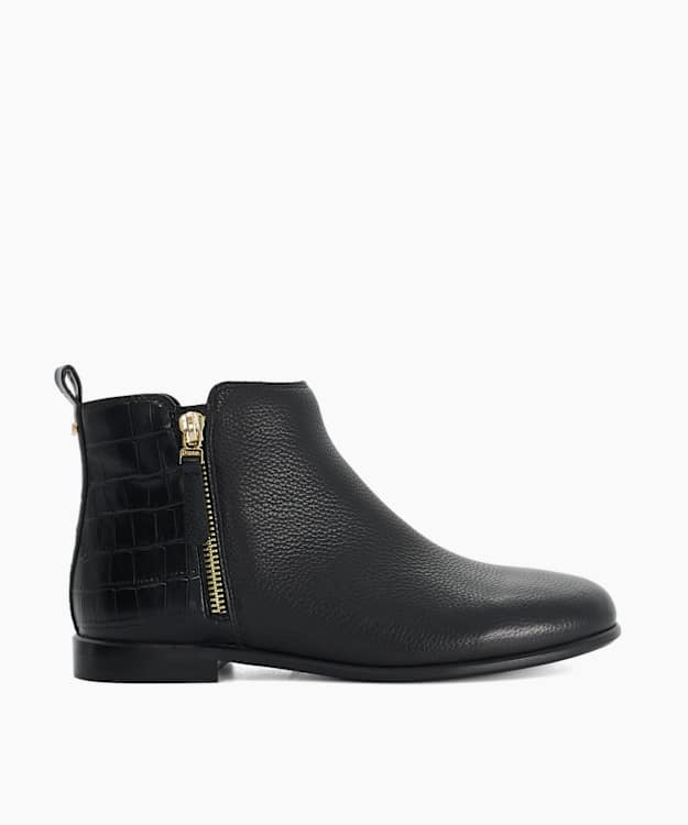 Pandya Black - Leather-Trim Ankle Boots