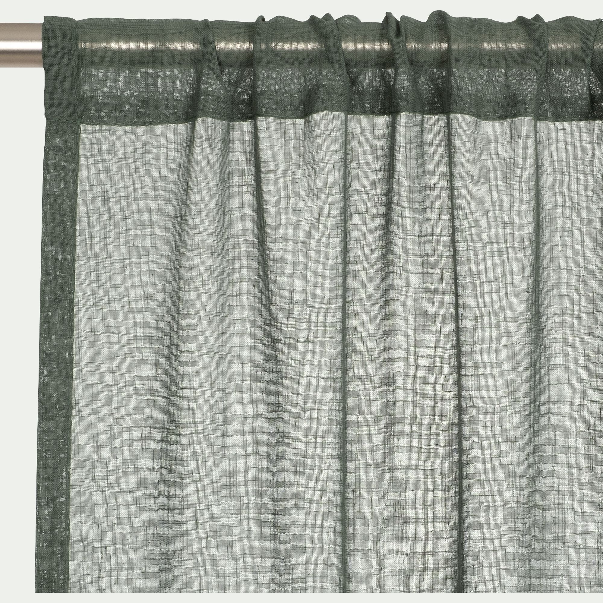 HOUARI - Voilage passe-tringle en polyster 140x250cm - vert cèdre
