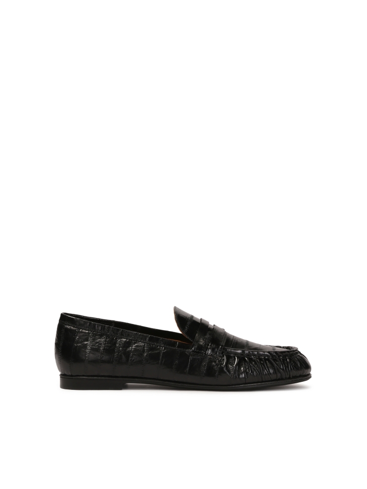 Stamped leather slip-on loafers