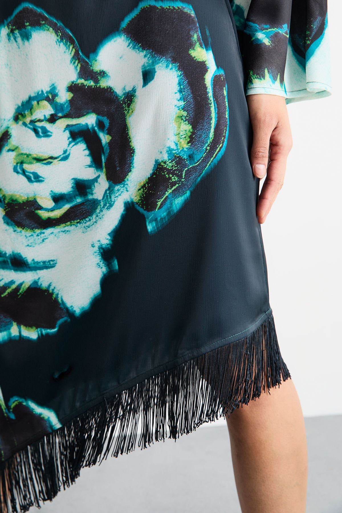 Warehouse Placement Print One Shoulder Satin Midi Dress
