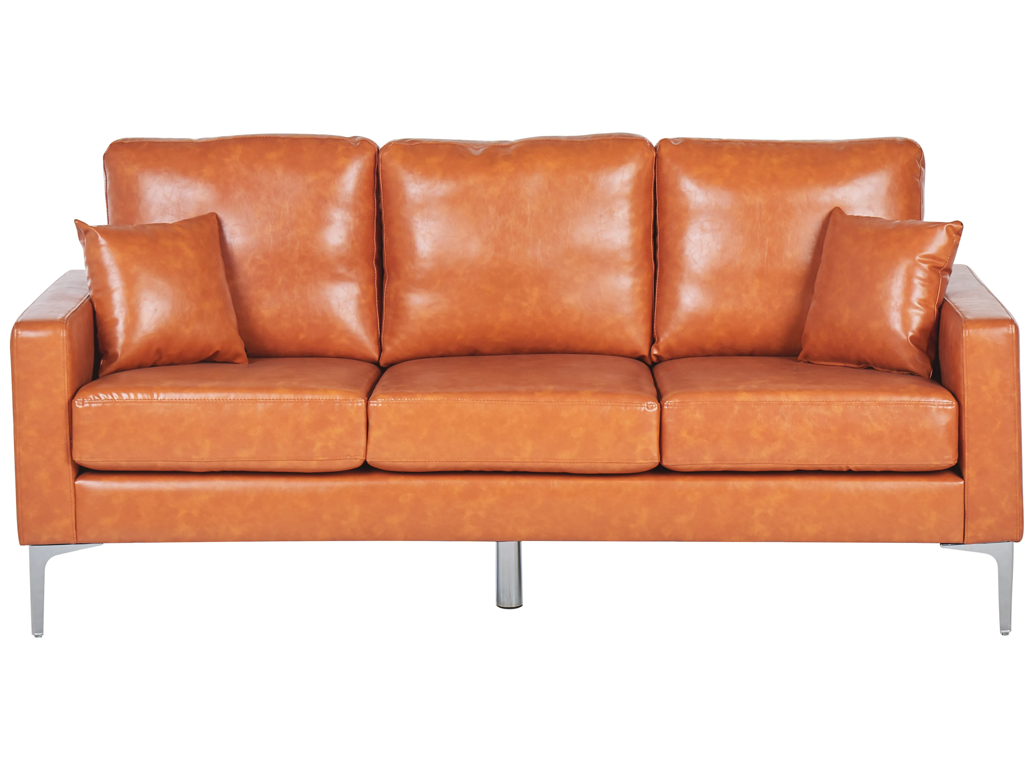 Sofa 3 Seater GAVLE Faux Leather Golden Brown