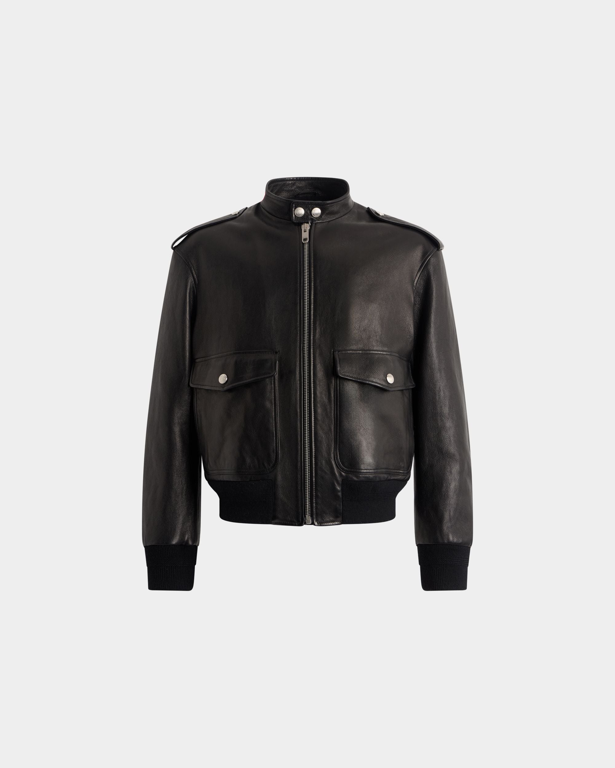 Bikerjacke Aus Leder In Schwarz