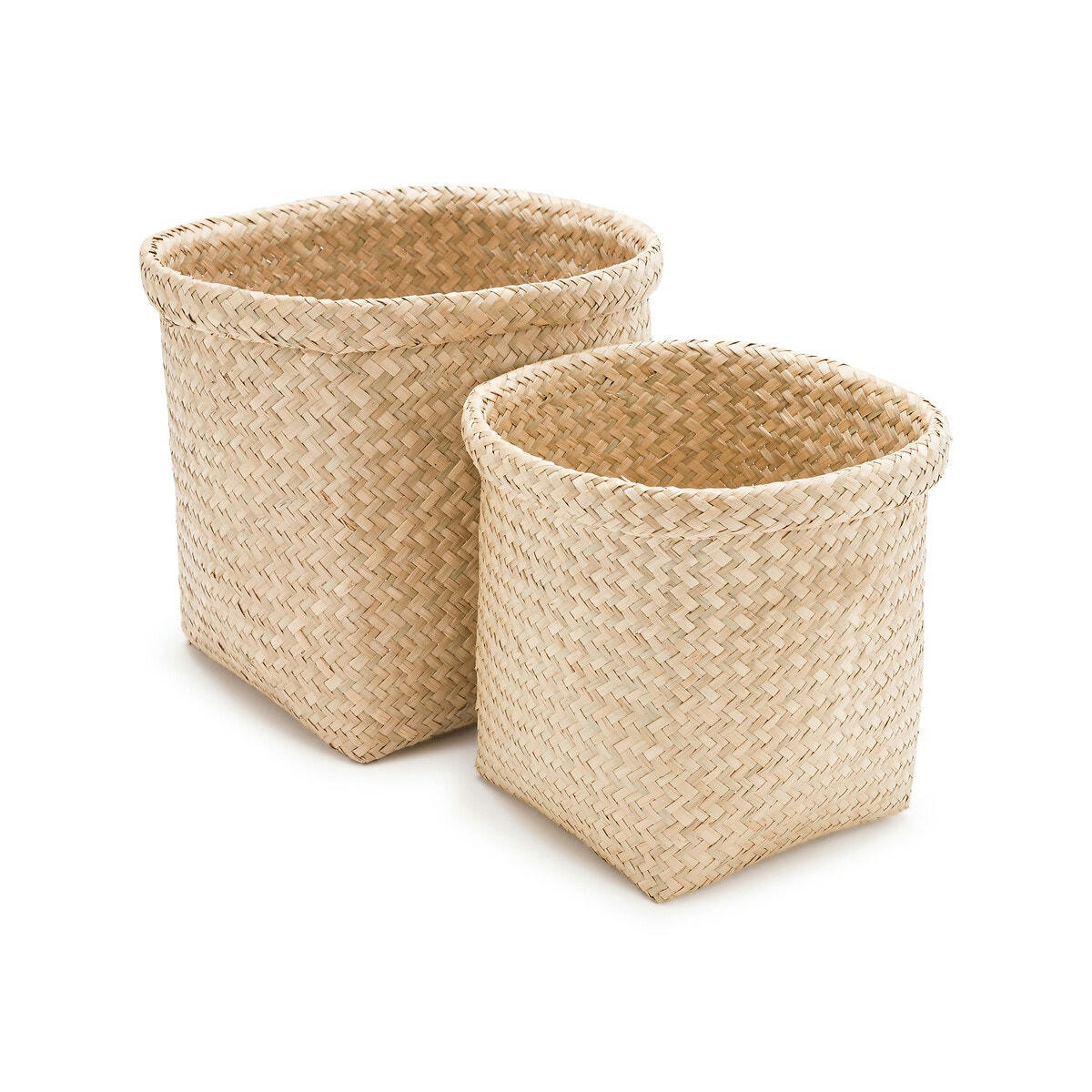 Lot de 2 paniers en herbier tressé, Rotiny
