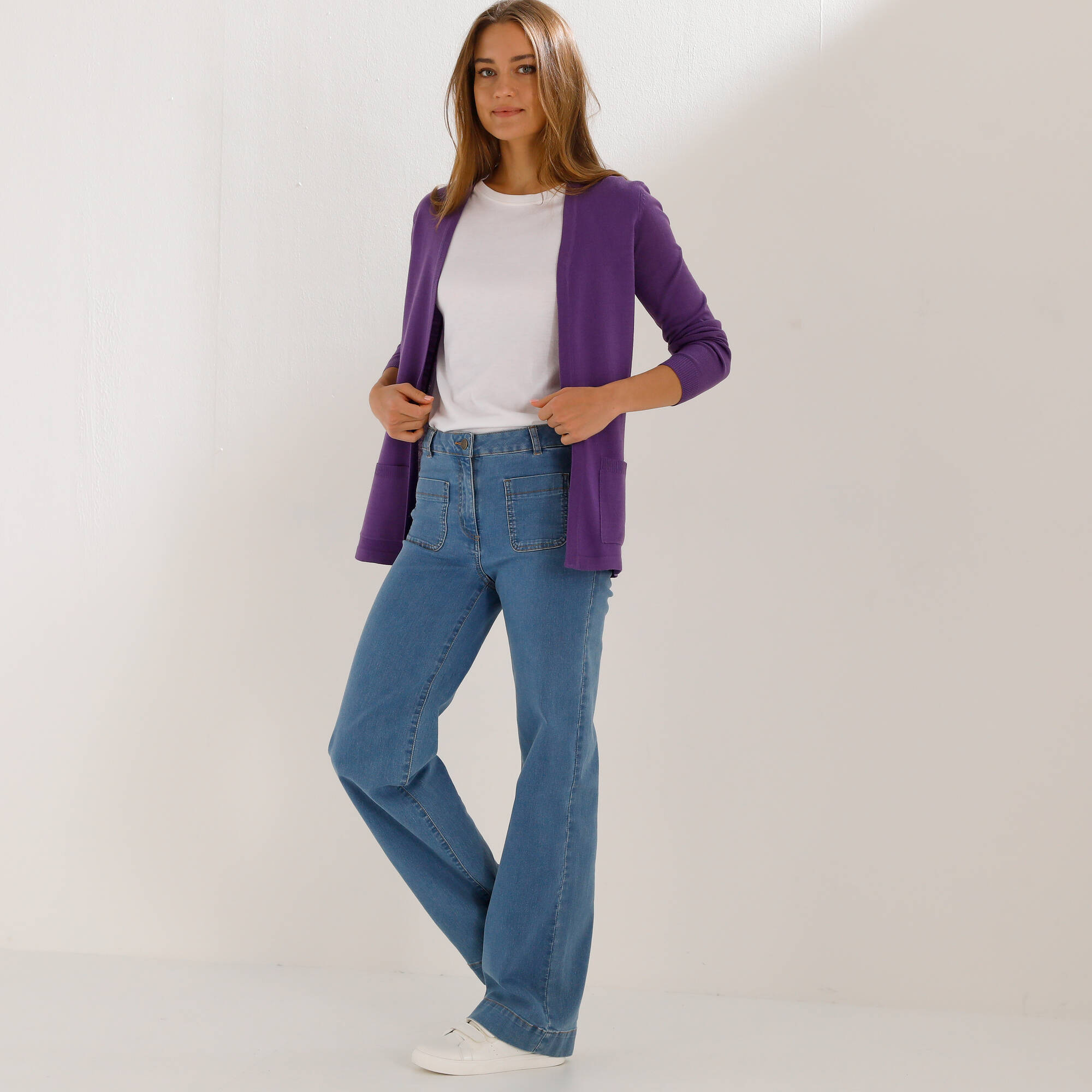Gilet porter ouvert, maille toucher doux