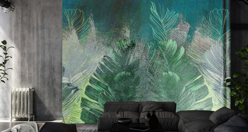 Fototapeta Liście Na Betonie Mural 90x60cm