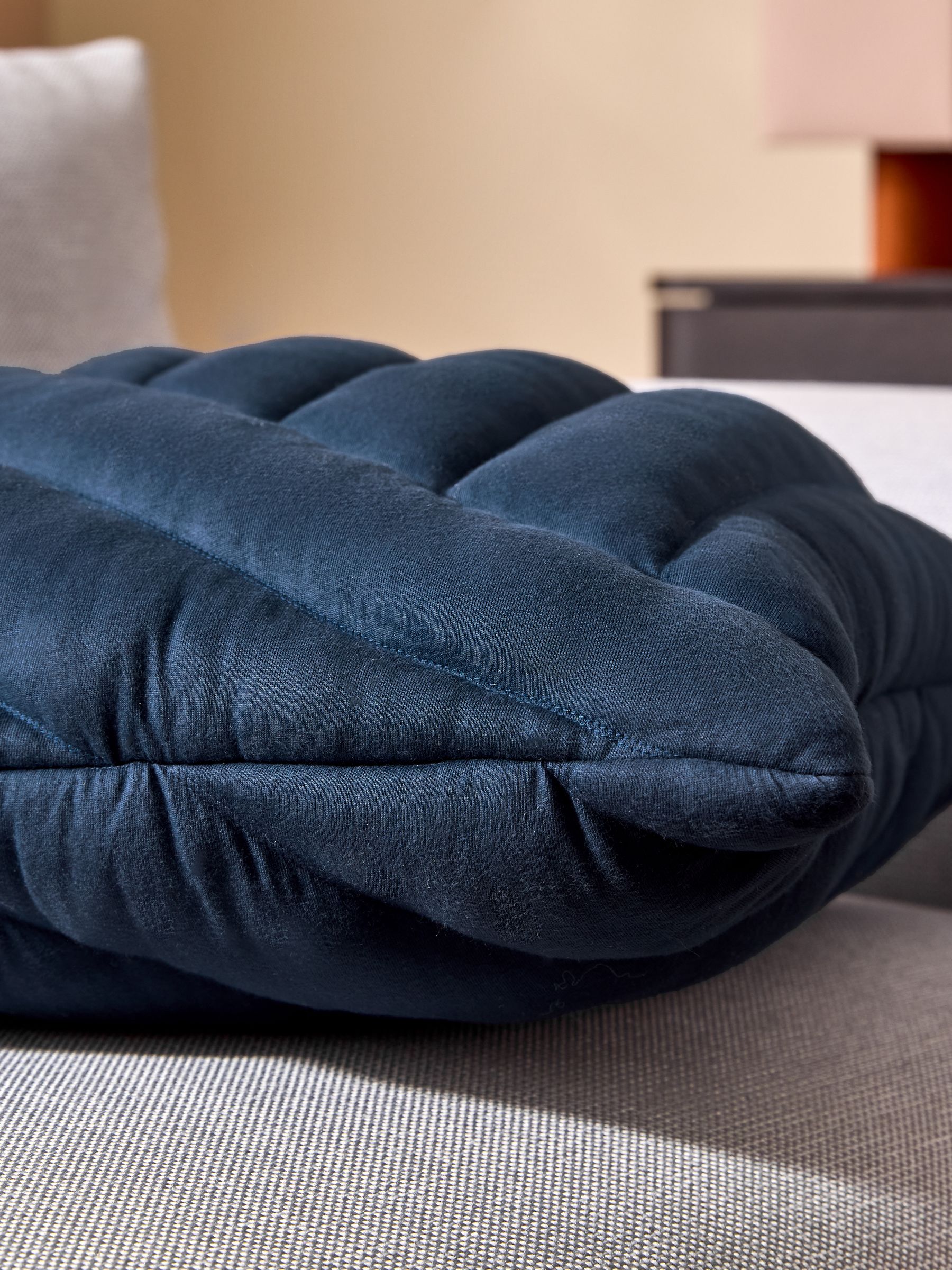 Lonny Quilted Jersey Cushion in Navy