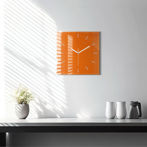 Horloge murale Wallfluent 30x30 cm Aiguilles blanches Orange 1 pcs