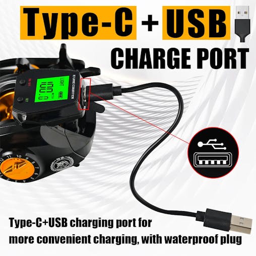 NNEOBA Electronic Baitcasting Reel 10kg Max Drag Alarm Counter Gold