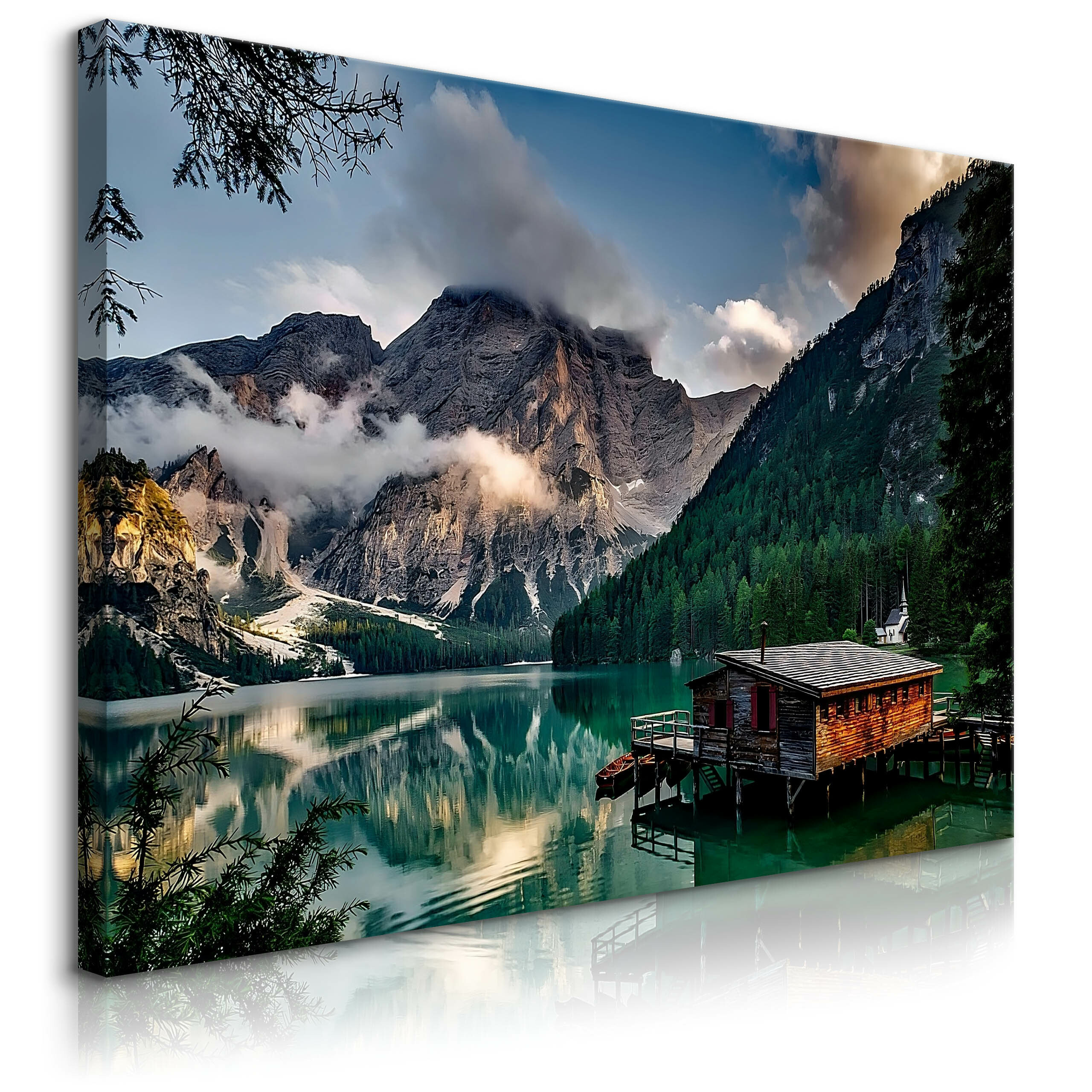 Obraz Krajobraz nad Jeziorem Lago di Braies 30x20cm