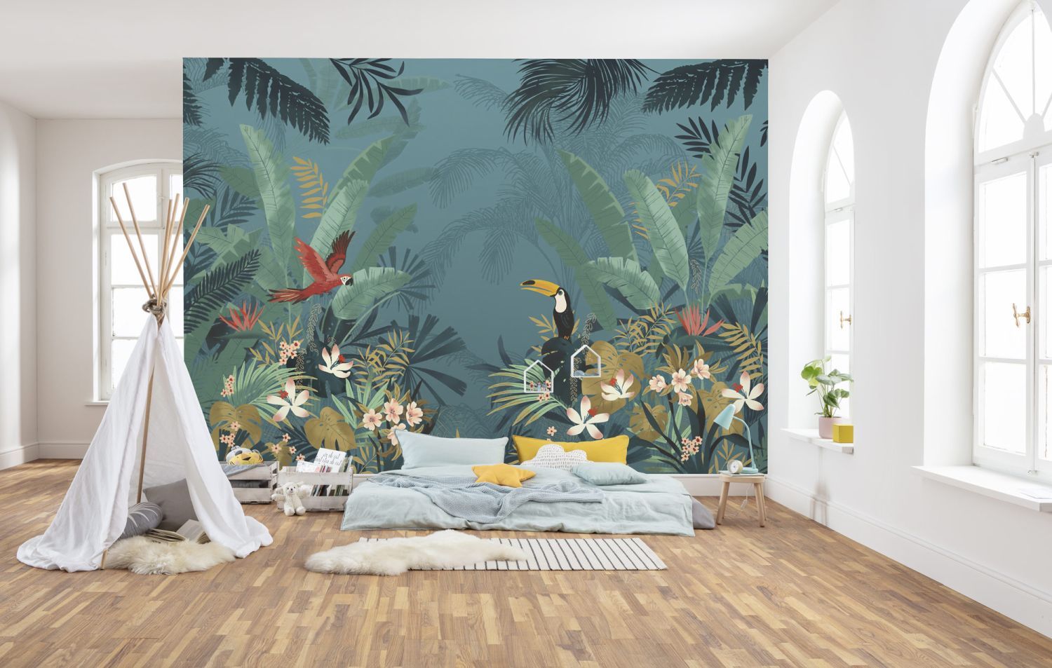 Sanders & Sanders fotobehang betoverde jungle petrolblauw en groen - 350 x 250 cm - 612331