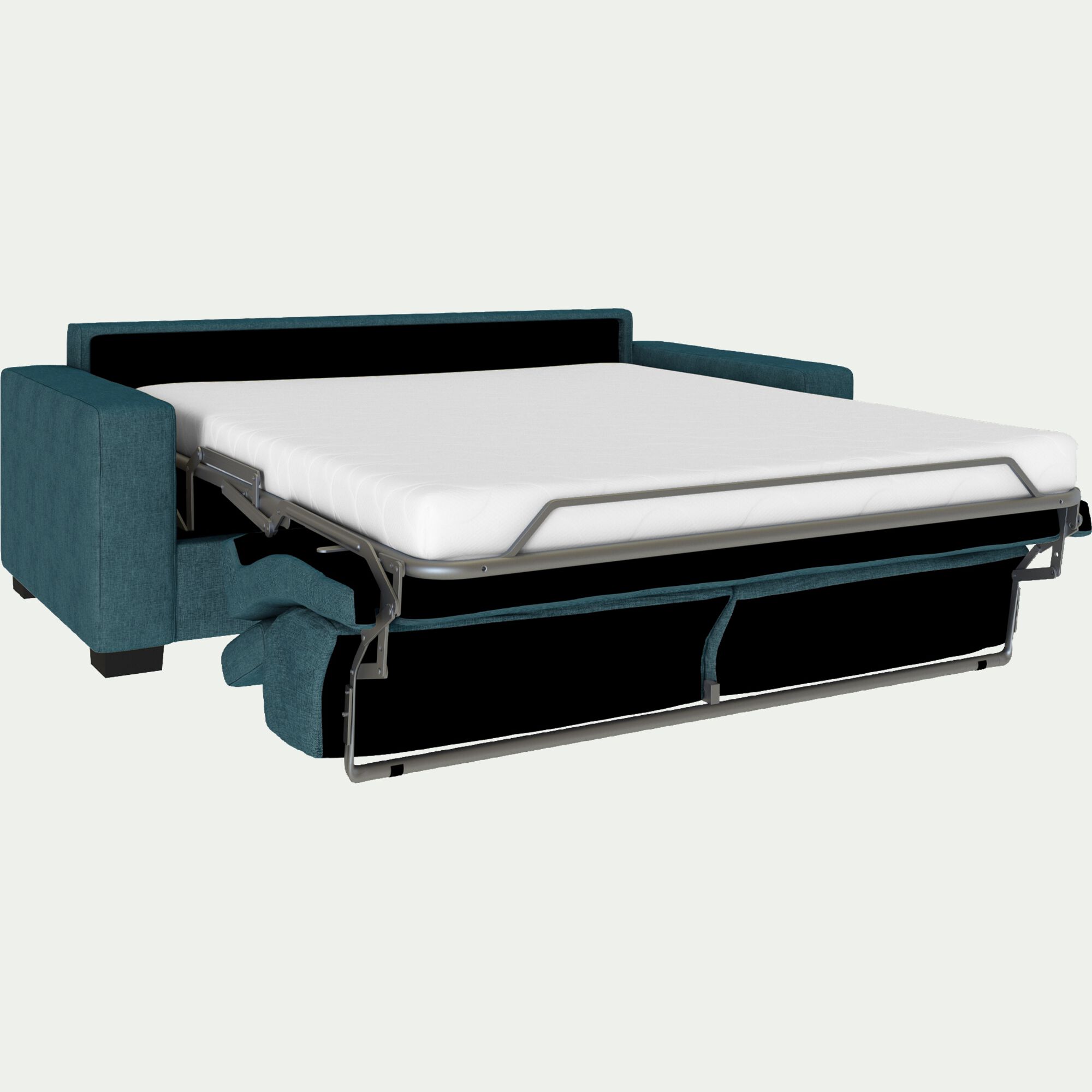 MAURO - Canapé 3 places convertible en tissu monclar avec accoudoirs 20cm - bleu niolon