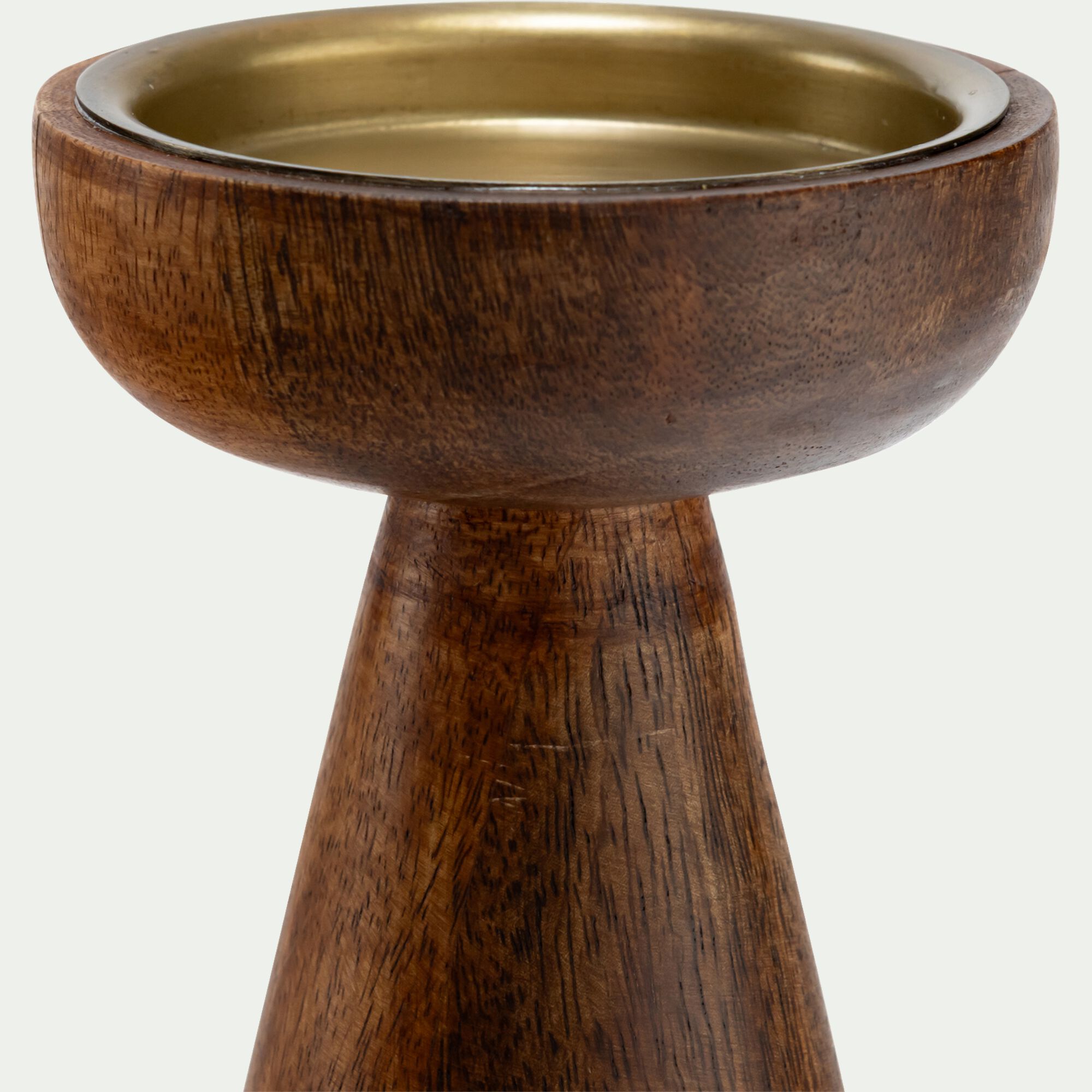 ALYA - Bougeoir sur pied en bois de manguier H21,5cm - bois foncé