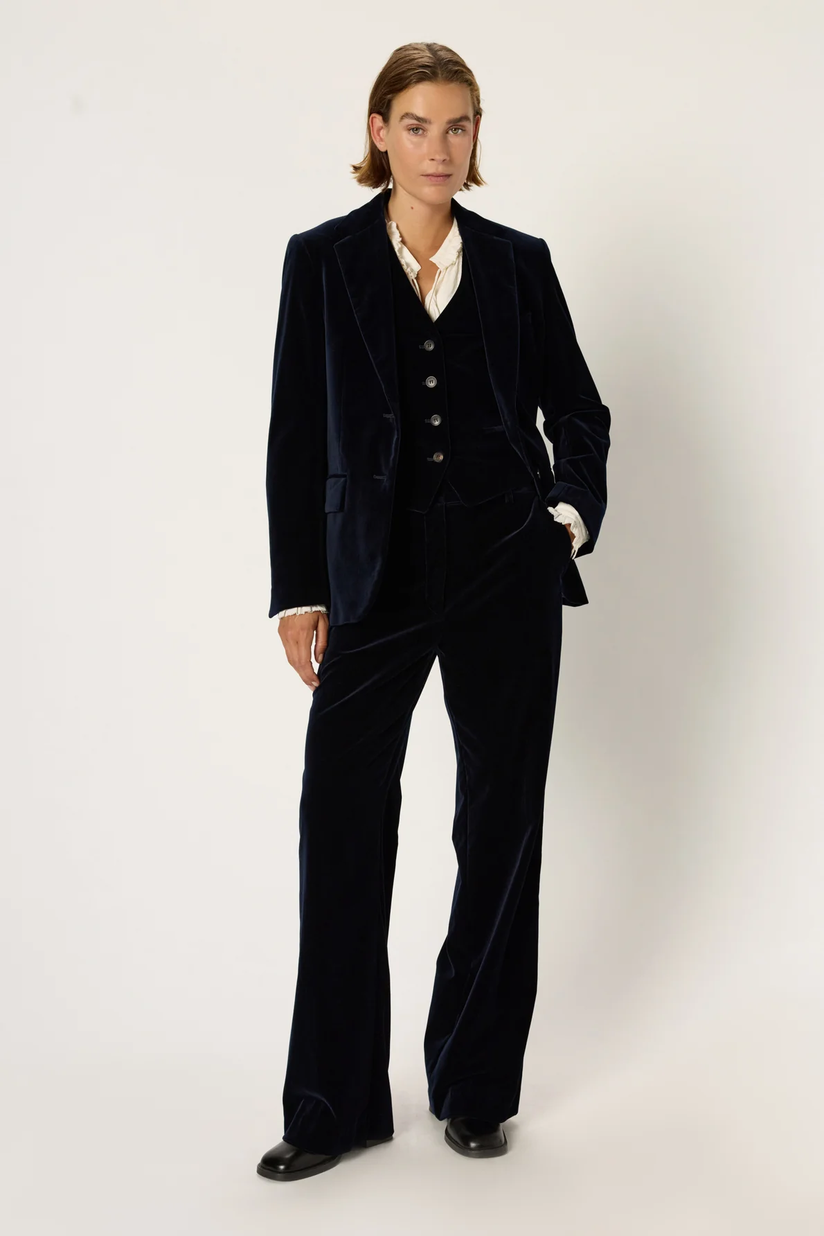 Pantalon large en velours ras - CLOTILDE