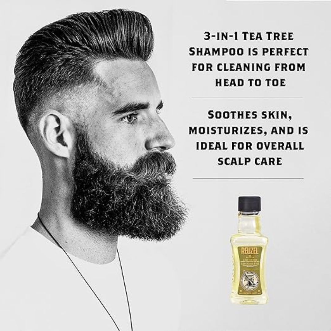 Reuzel 3-In-1 Tea Tree Shampoo - Cleanses Hair and Body - Soothes - 100 ml
