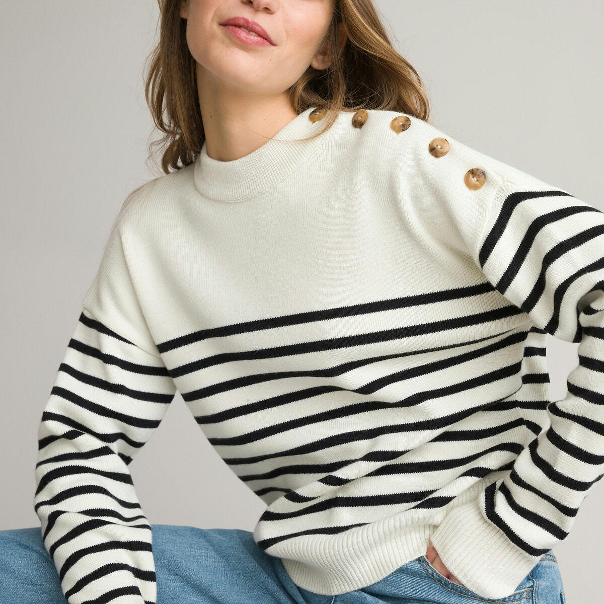 Pull marinière, en laine mélangée