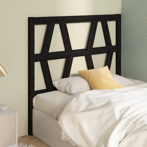 NNEVL Bed Headboard Black 96x4x100 cm Solid Wood Pine