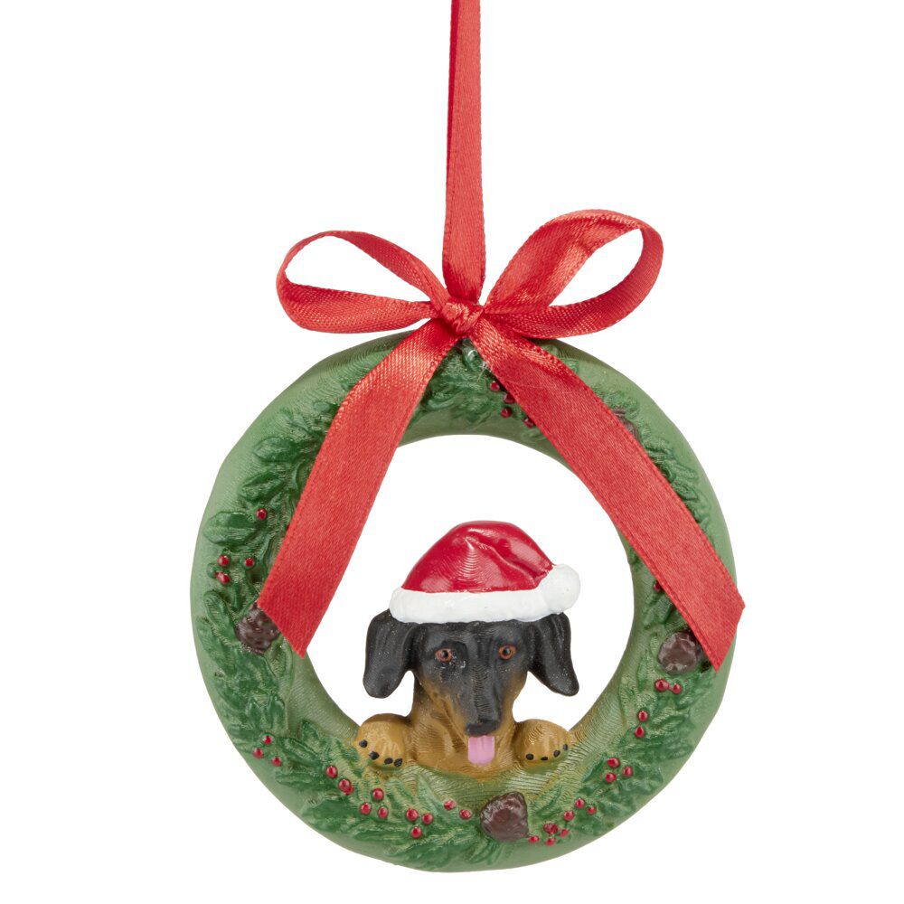 Couronne de No&euml;l avec animal à suspendre Ø7cm (2 modèles)
