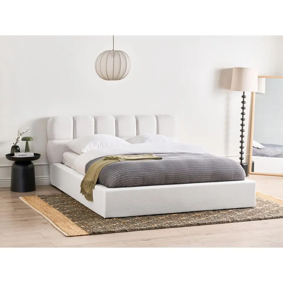 BASTON - Bed met opbergruimte - Off-white - 160 x 200 cm - Stof