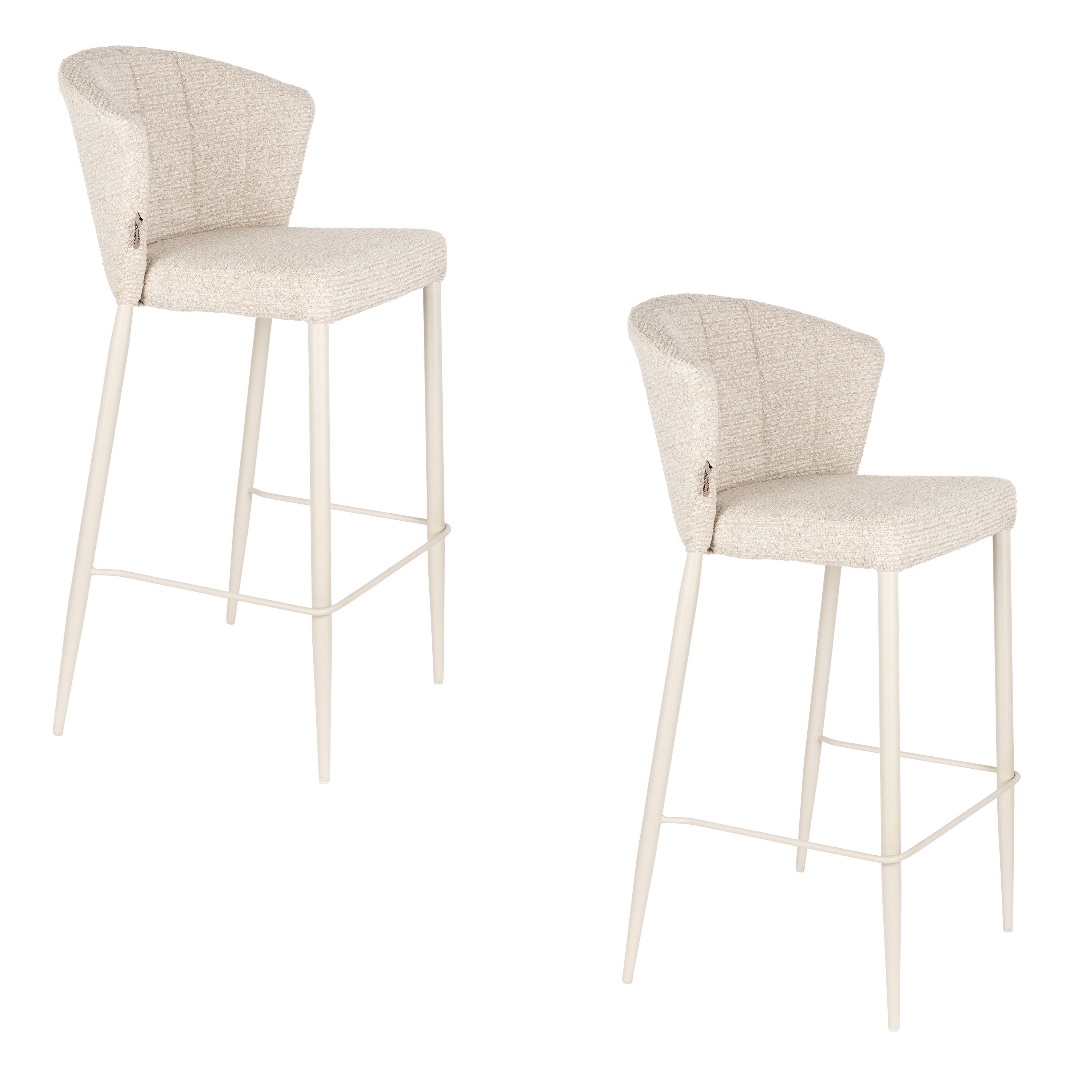 Dutchbone Georgia Barkrukken rugleuning 73 cm Beige - Set van 2