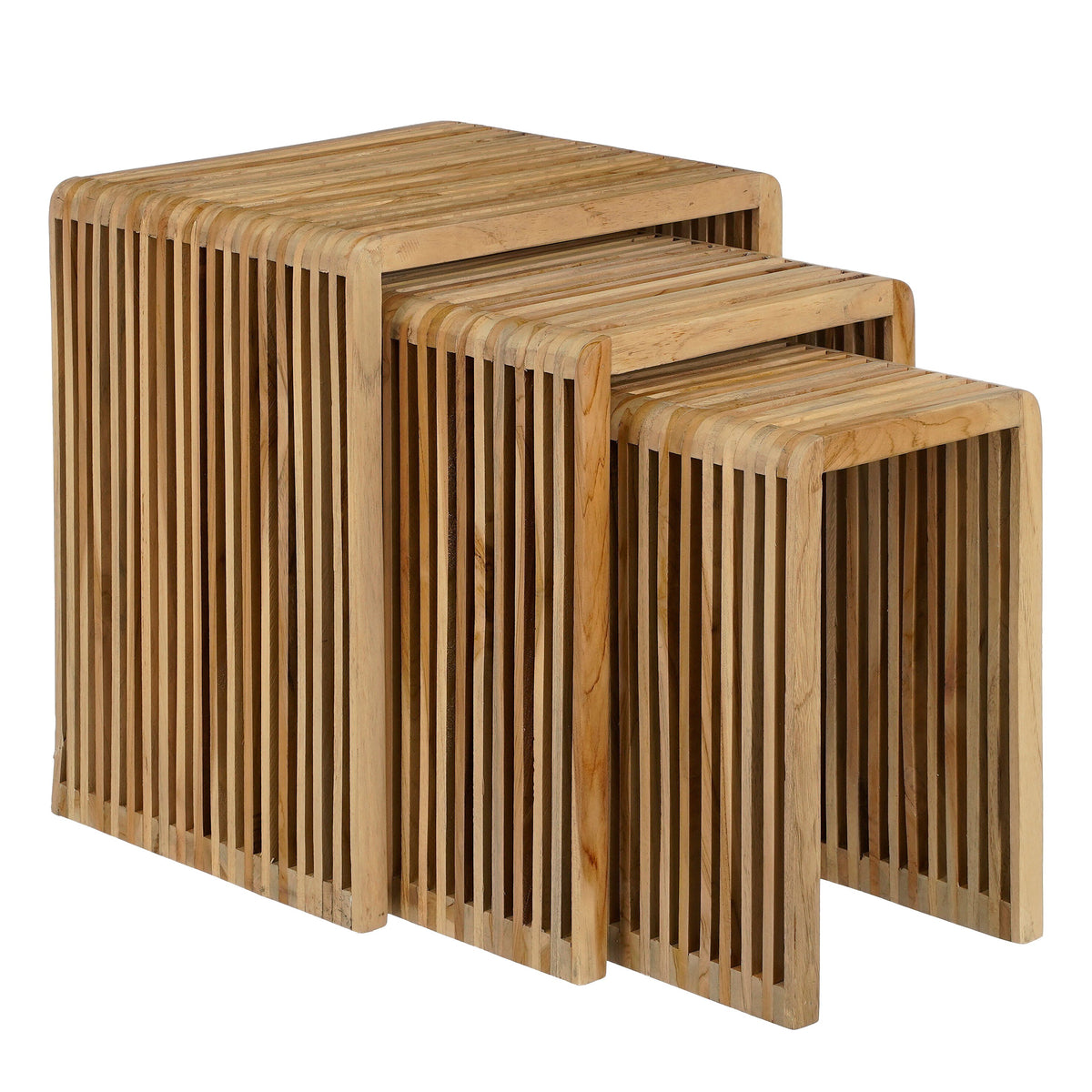 Mica Decorations Yonker Bijzettafel - Set van 3 - L44 x B34 x H50 cm - Gerecycled Hout - Bruin