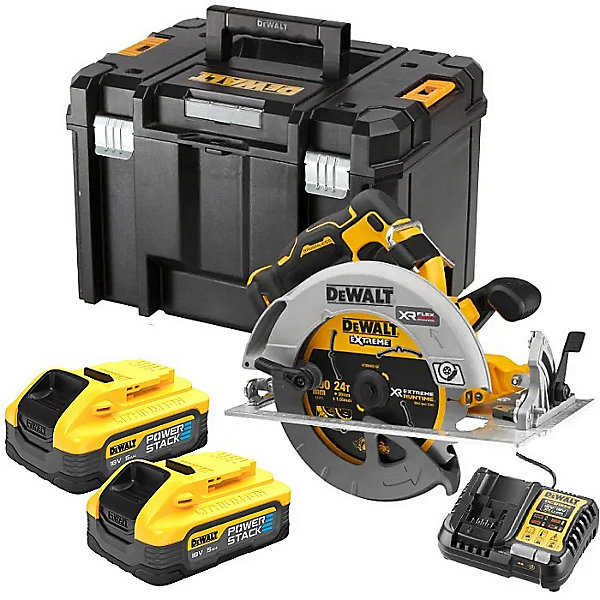 DEWALT DCS573H2T-QW Scie circulaire sans fil XR 18V 190 mm POWERSTACK 5Ah Brushless