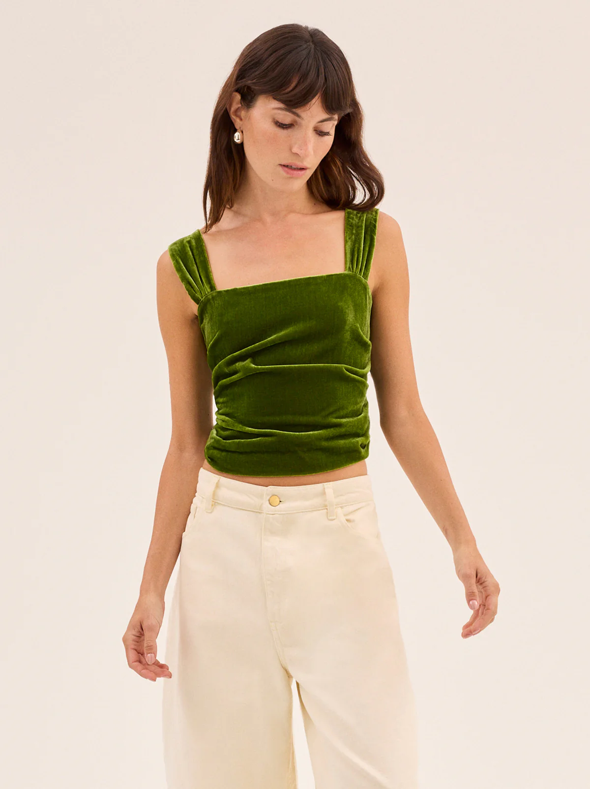 Beata Olive Velvet Top