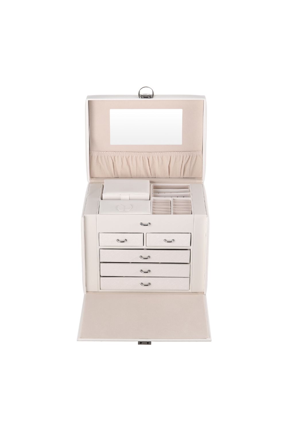 ExtraStar Large Multi-Tier Faux Leather Jewellery Box with Handle