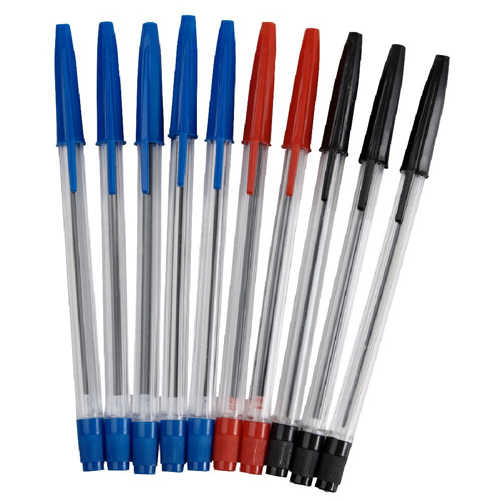 Stylo bille bleu noir rouge x10