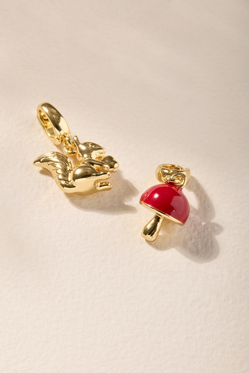 Squirrel and Mushroom Charm Set