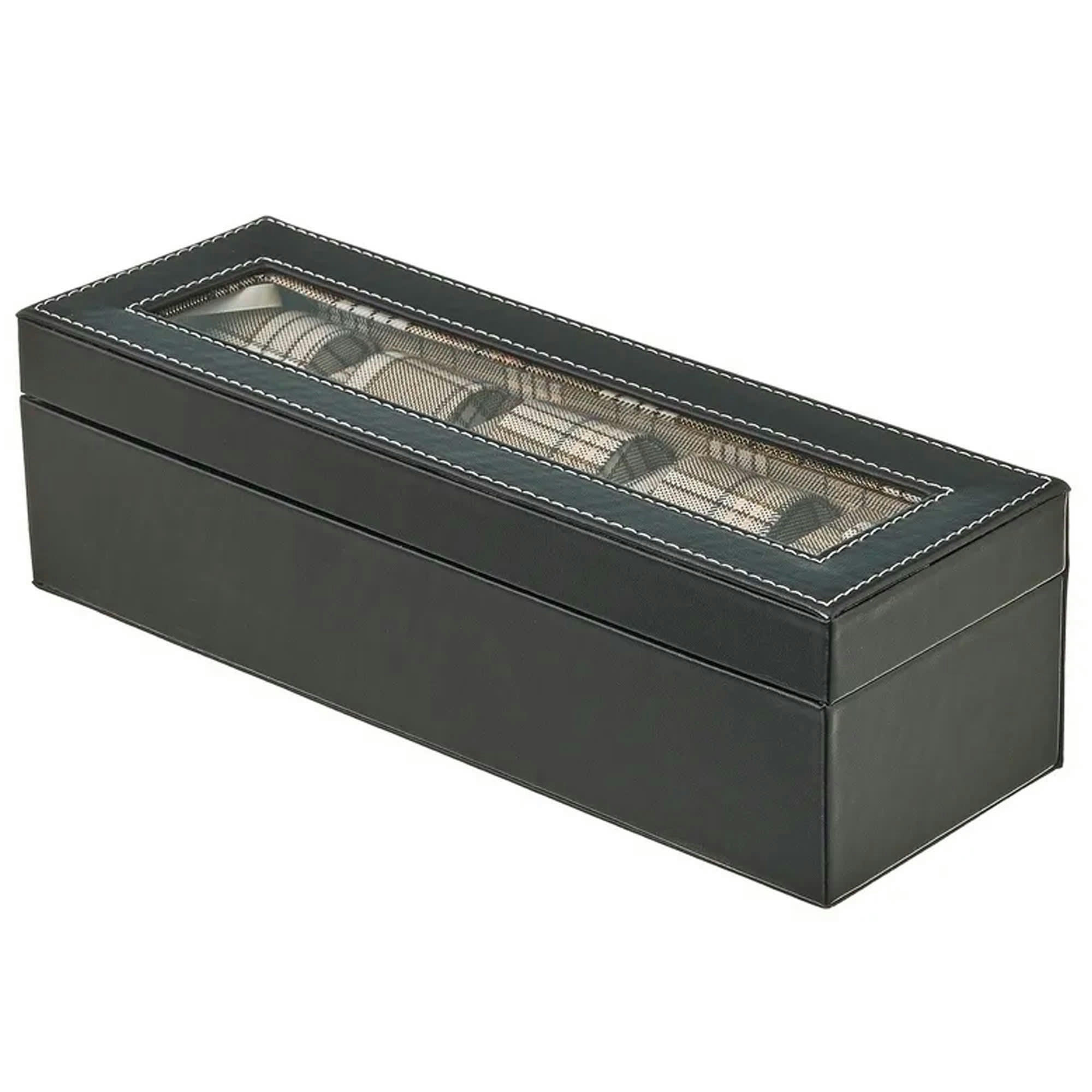 - Coffret de rangement à montres noir et tartans beige
