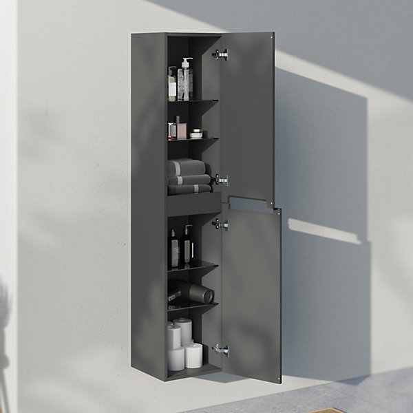 Armoire suspendue Colonne de rangement 35x170x35cm (LxHxP) Anthracite mat porte soft-close, Garantie 5 ans -VIREO