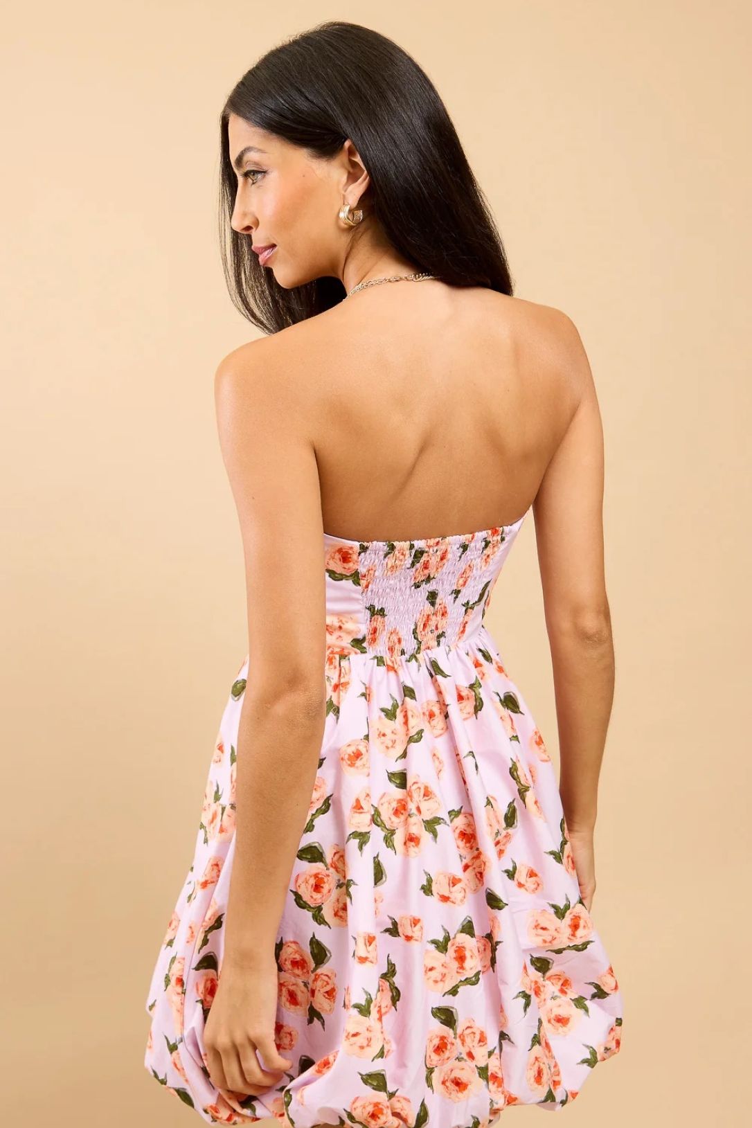 Little Mistress Lilac Floral Print Bandeau Mini Dress