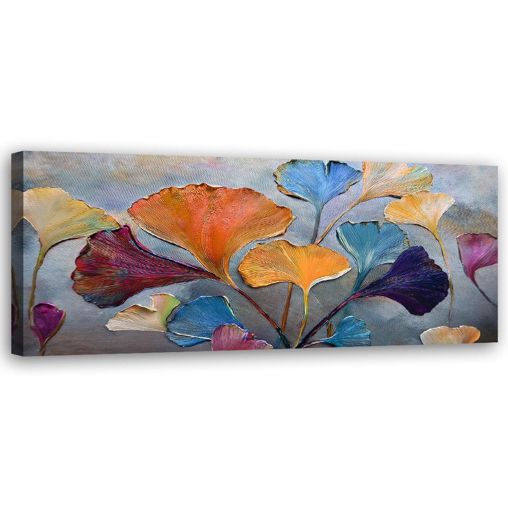 Feeby Obraz na płótnie, Kwiaty Ginko Kolorowe 90x30