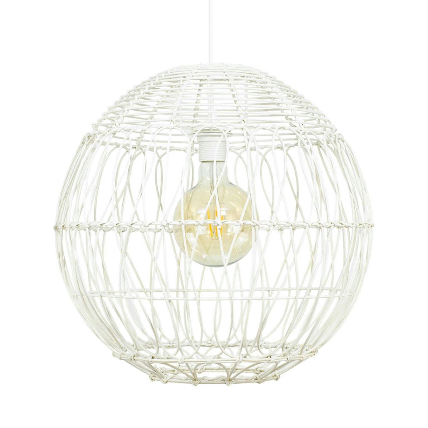 RAMBLA - Suspension en rotin tressé blanc