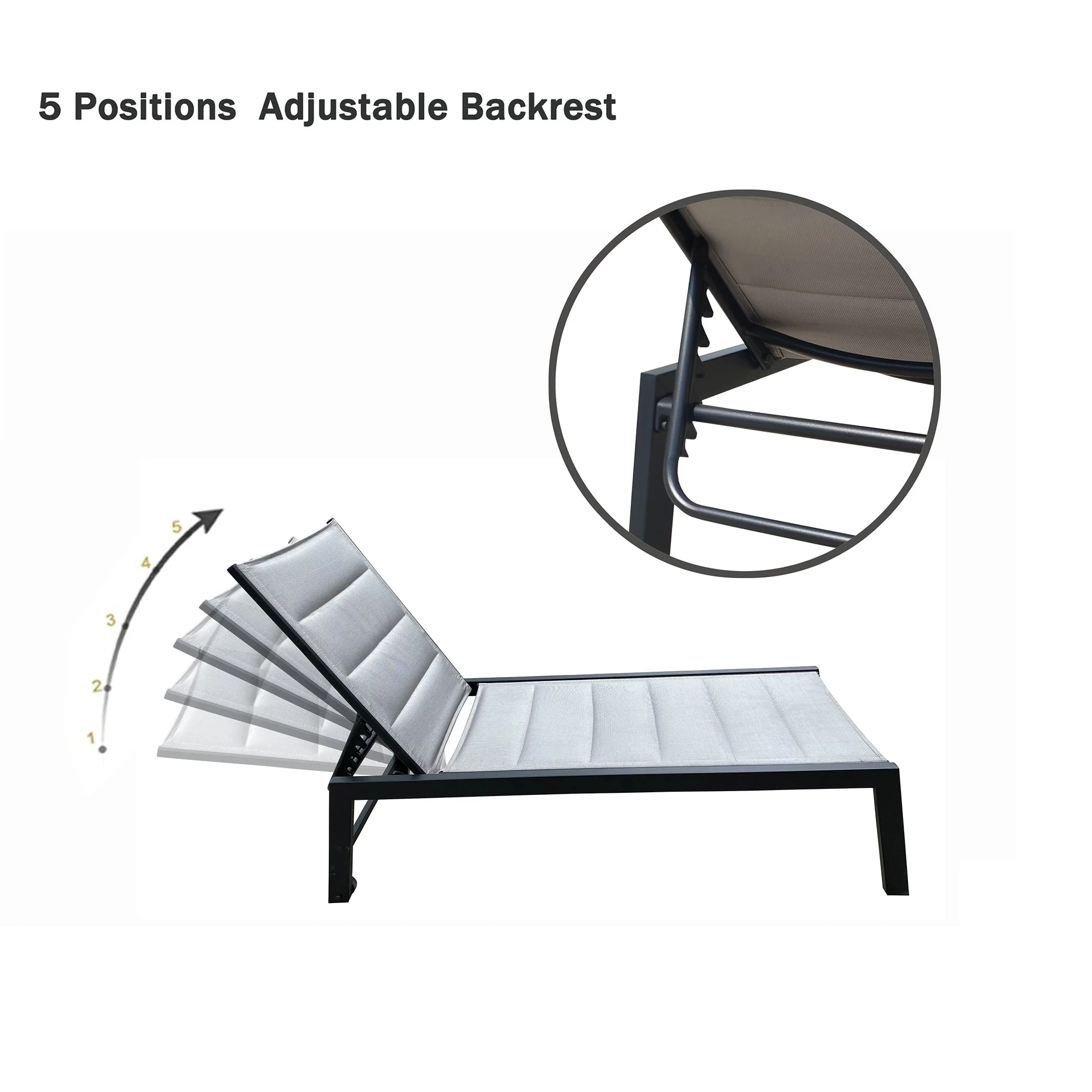 Deluxe Adjustable Aluminum Chaise Lounge Chair for Outdoor Spaces